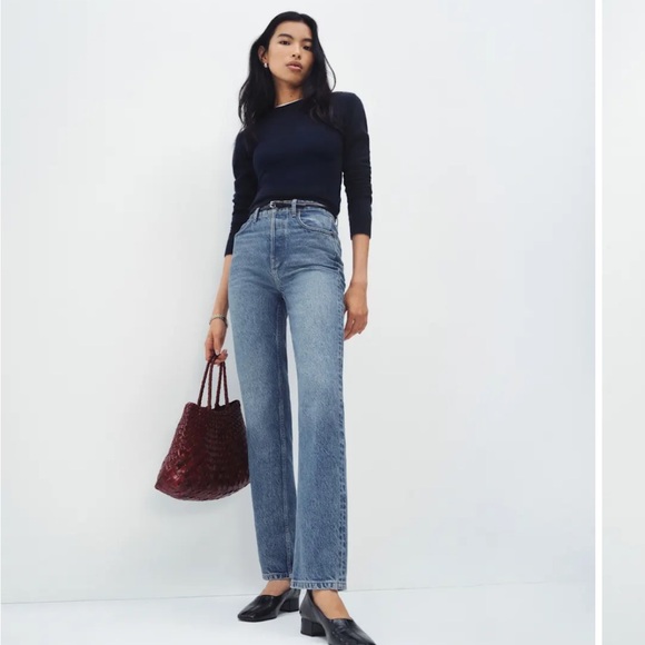 Reformation Denim - Reformation Cynthia High Rise Straight Jeans in Colorado Wash